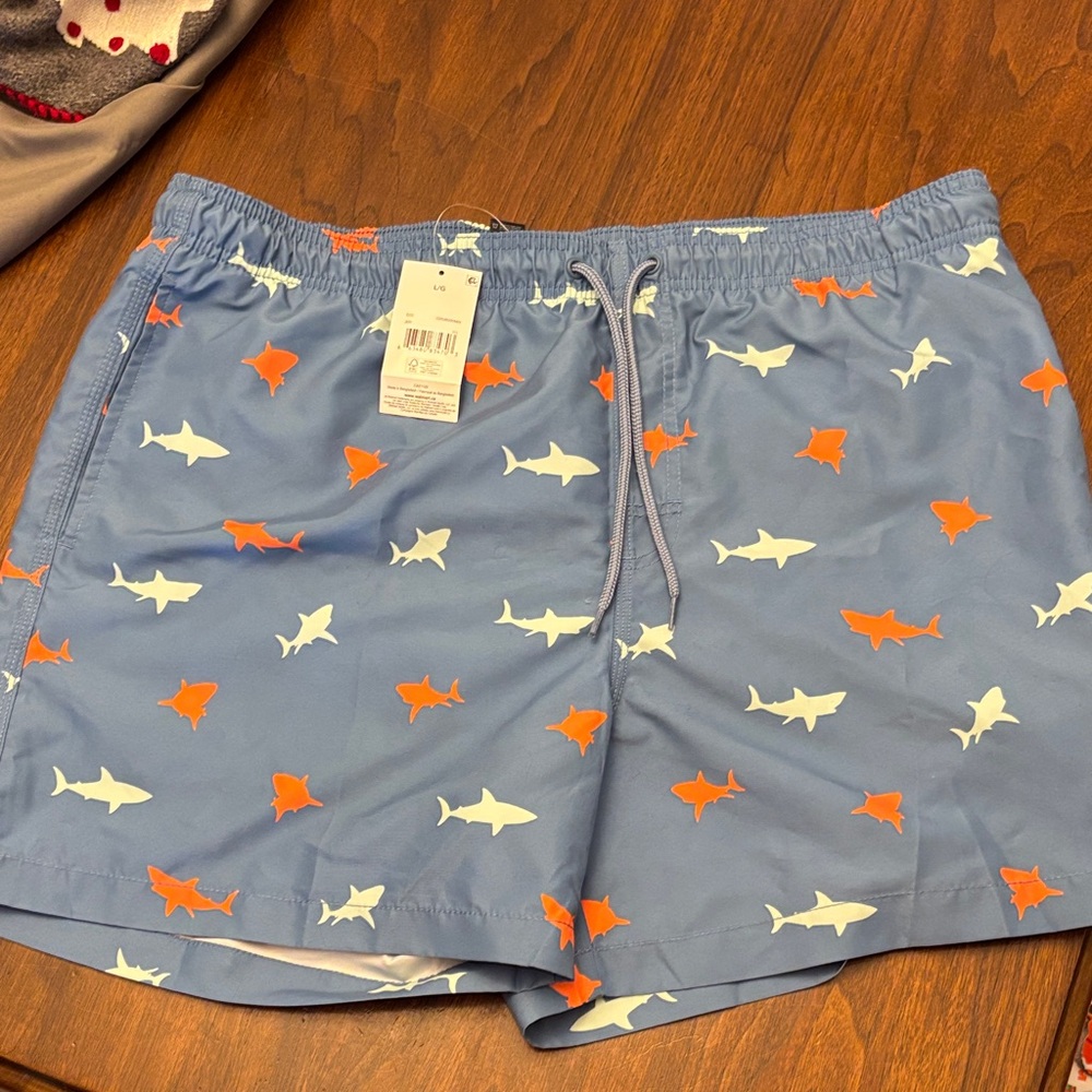 George Blue Shark Print Men's Shorts